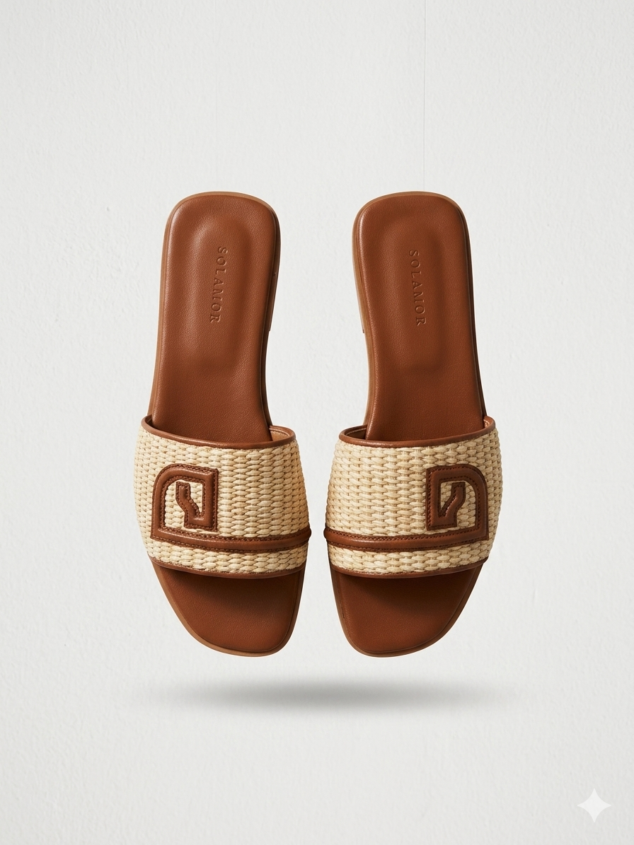 Solamor Raffia Leather Sandals