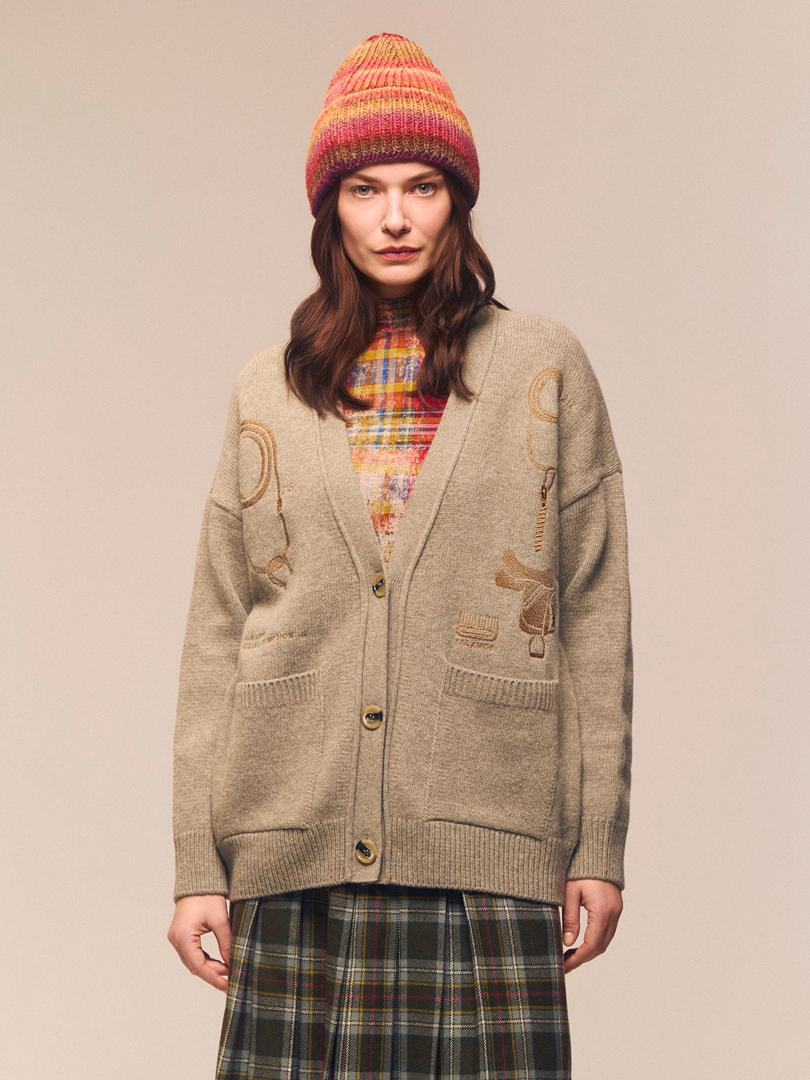 Boyfriend – Embroidered Saddle Cardigan