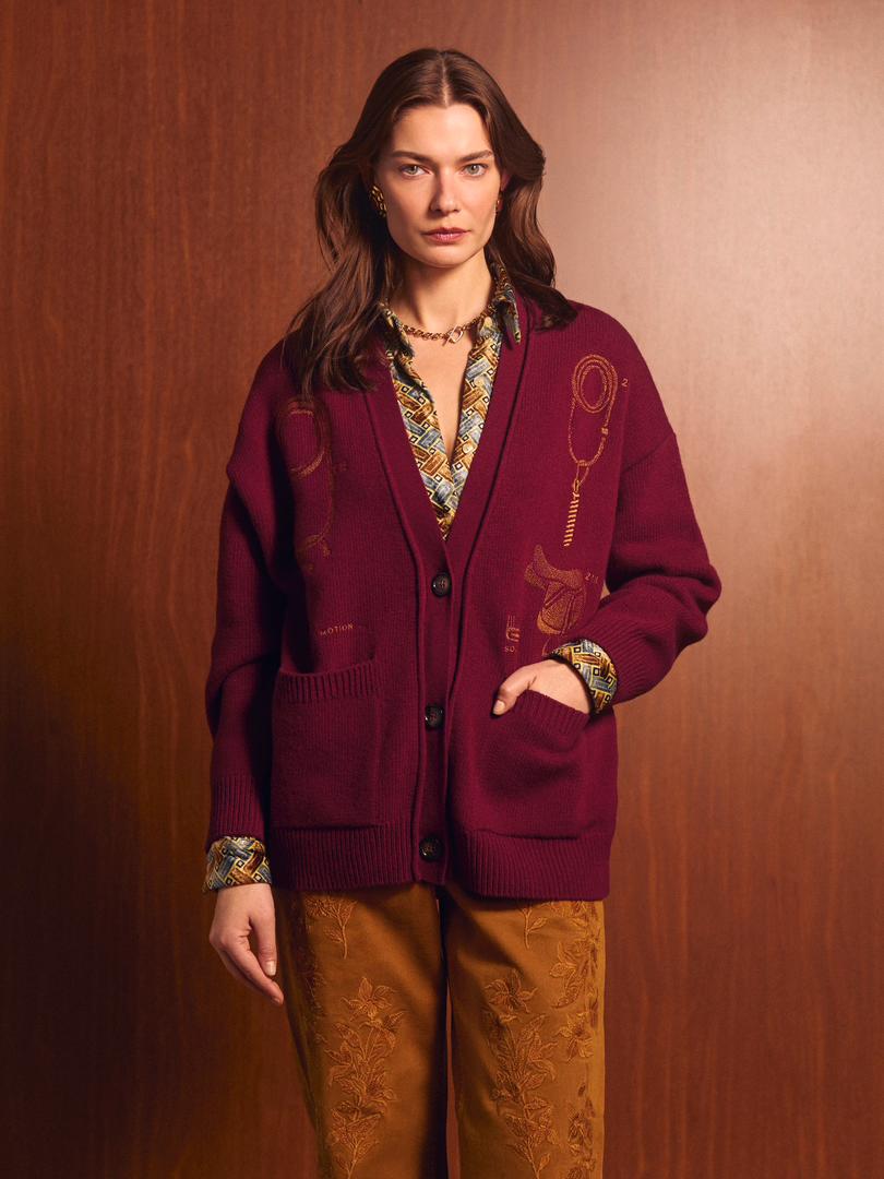 Boyfriend – Embroidered Saddle Cardigan